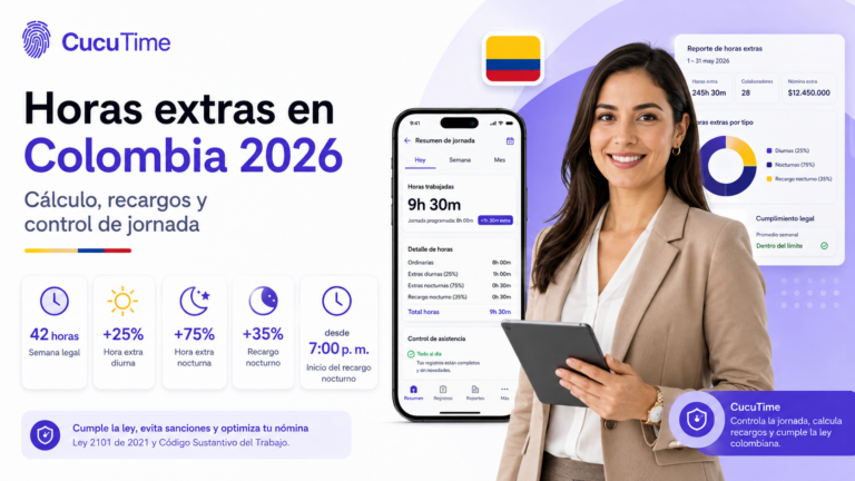 Horas extras en Colombia 2026: cómo calcularlas y qué recargos aplican