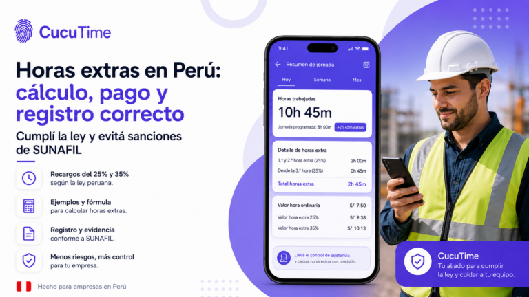 Horas extras en Perú 2026: cómo calcularlas, registrarlas y pagarlas correctamente